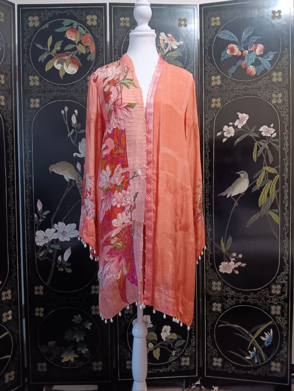Sapphire Coral Floral Printed Kimono